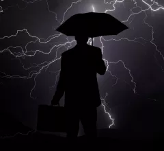 business man storm rain crisis