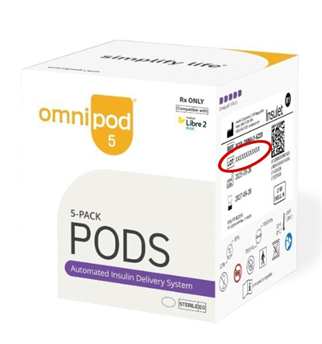 Insulet Omni Pod 5 packaging.