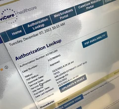 Prior authorization documentation in the Konica Minolta Exa PACS. The AMA wants to make insurance p[roviders liable for patient harm caused by prior authorization delays or denials. Photo by Dave Fornell 