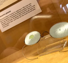  Radioactive glasses sold by the Radium Products Company starting in 1928 to allegedly strengthen eyesight and cure eye ailments. The AMA investigated and deemed the product medical quackery. The AMA said it did not contain enough radium to be therapeutic and if it did it would be dangerous. Part of the medical quackery display at the AMA headquarters in Chicago. Photo by Dave Fornell