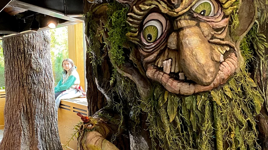 Creature in the woods section of the Andromeda building. Epic HQ art work. Photo by Dave Fornell