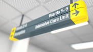 Intensive Care Unit sign inside of a hospital