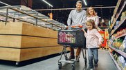 family in supermarket
