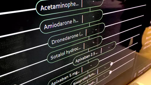 A list of cardiovascular drugs a patient is taking in a graphical format in the Cardioviso atrial fibrillation patient management application GE Healthcare showed at ACC.23.#ACC23 #ACC