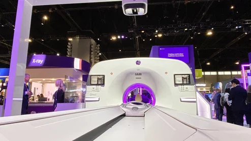 Large orders for the Omni Legend PET/CT systems drove a significant amount of revenue for GE Healthcare in the second quarter of 2025. Photo by Dave Fornell at RSNA 2023