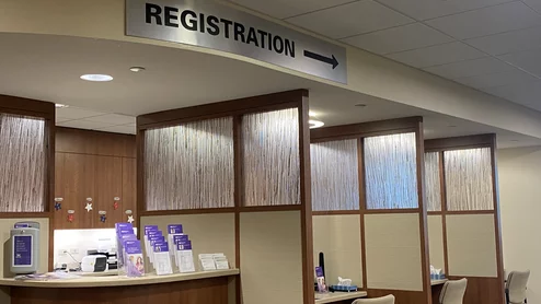 Clinic waiting room patient registration for office visit Northwestern Medicine in Chicago suburbs DF 2025