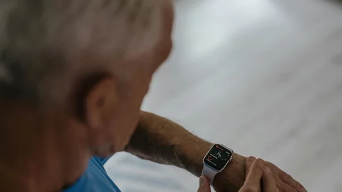 older guy with smartwatch