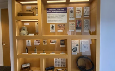 Display case of quackery, snake oil, medical frauds at the AMA headquarters.