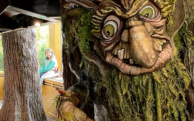 Creature in the woods section of the Andromeda building. Epic HQ art work. Photo by Dave Fornell